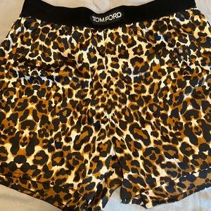 Tom Ford Velvet-trimmed leopard print shorts